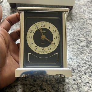 Bulova Quartz Silver and Black Table Clock